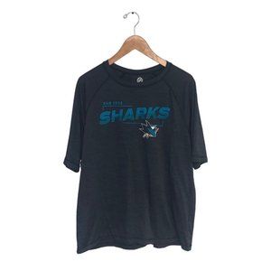 NHL Fanatics T-Shirt Size Men’s Large Grey Blue‎ San Jose Sharks Short Sleeve